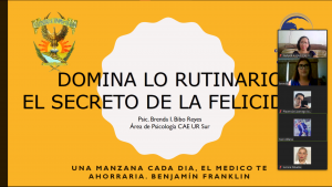 PLÁTICA «DOMINA LO RUTINARIO, EL SECRETO DE LA FELICIDAD»