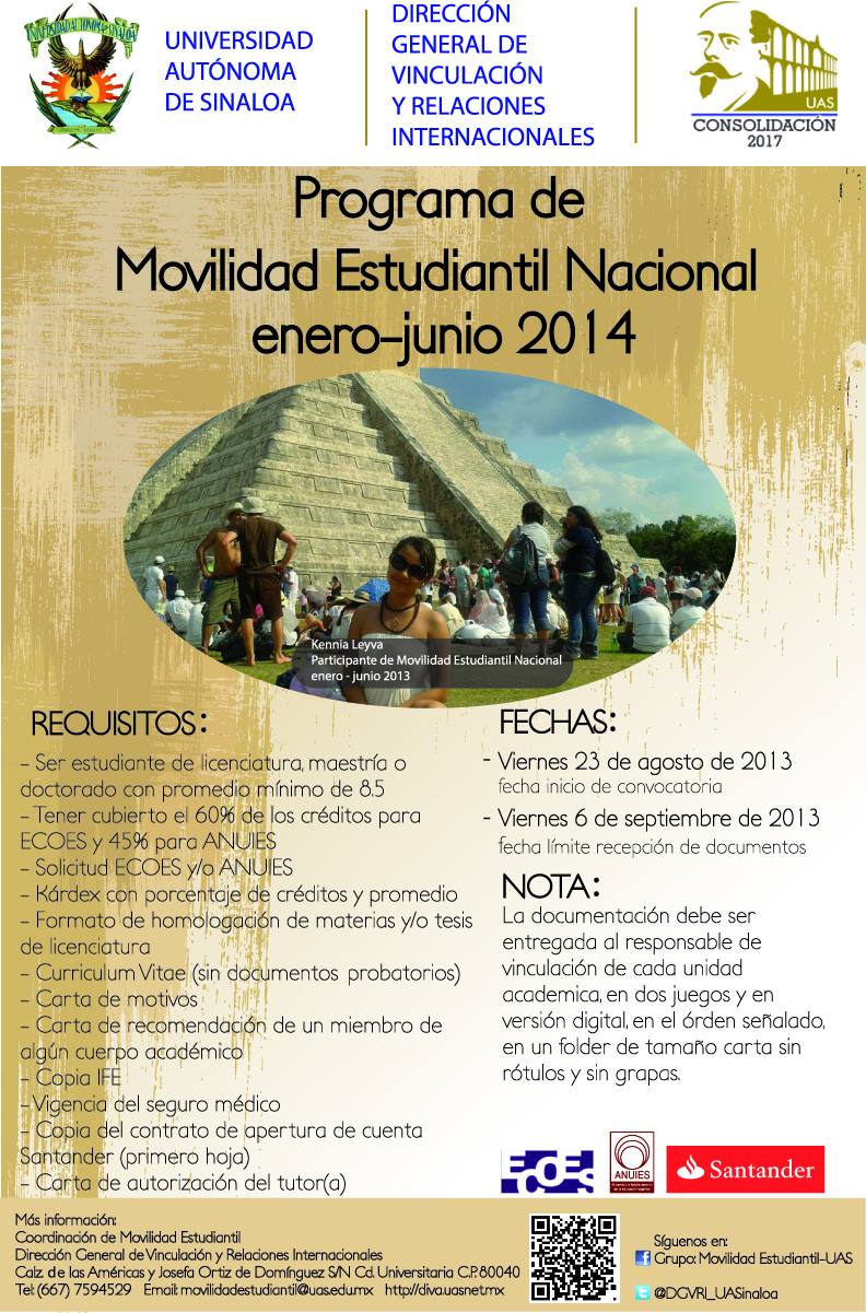 Movilidad Estudiantil Nacional Enero – Junio 2014