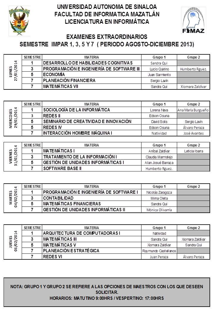 Examenes Extraordinarios