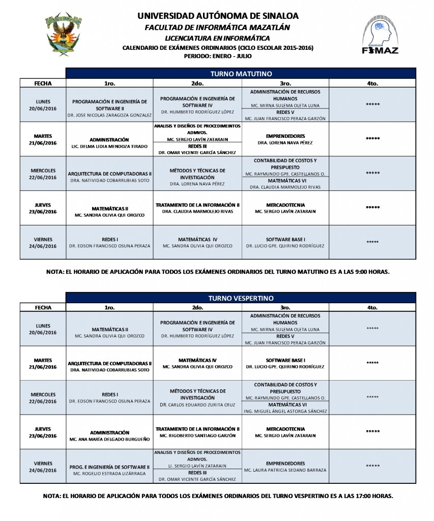Exámenes Ordinarios de 1ro, 2do y 3er Grado