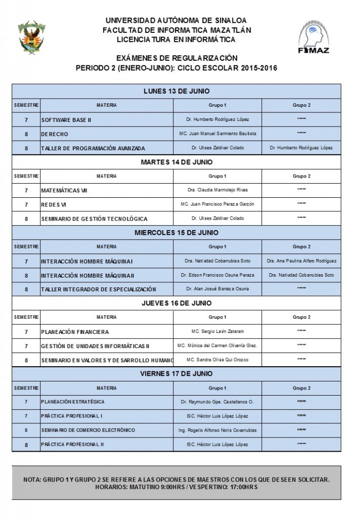 Exámenes de Regularización para 4to. Grado