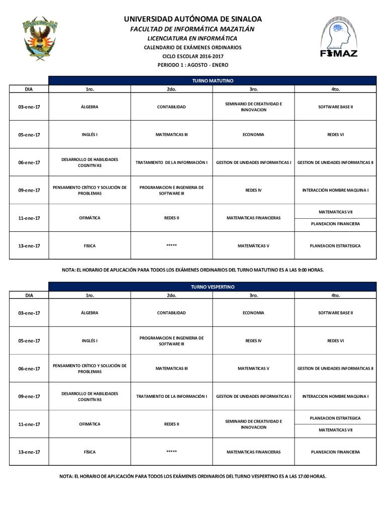 Exámenes Ordinarios