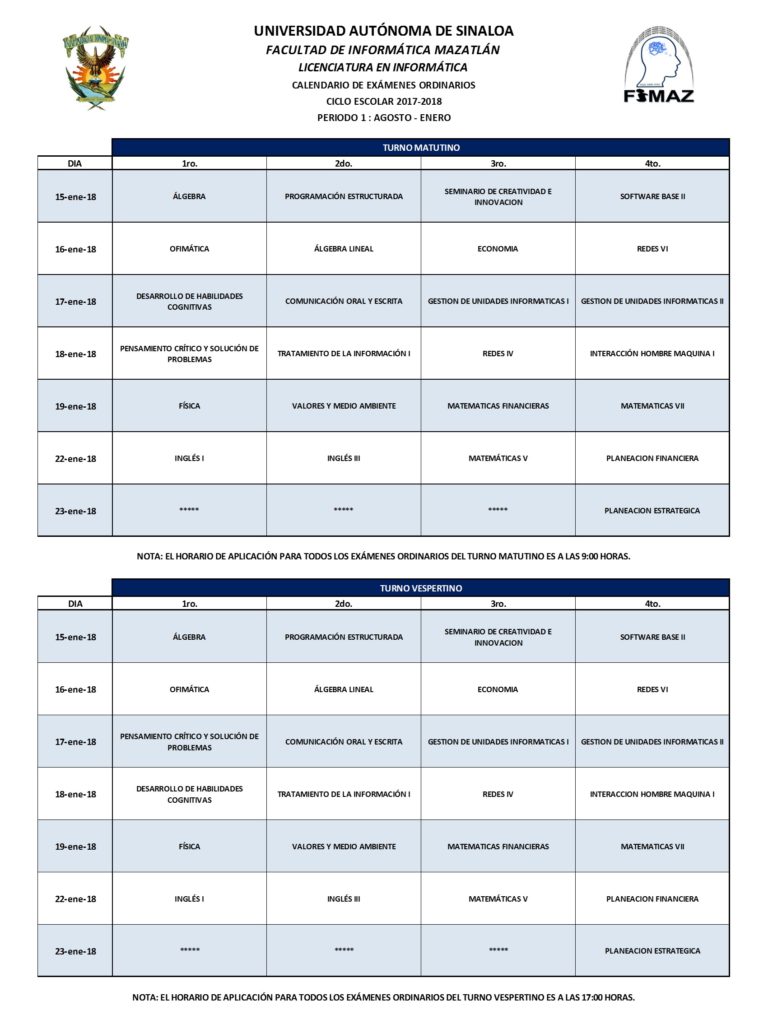 Exámenes Ordinarios