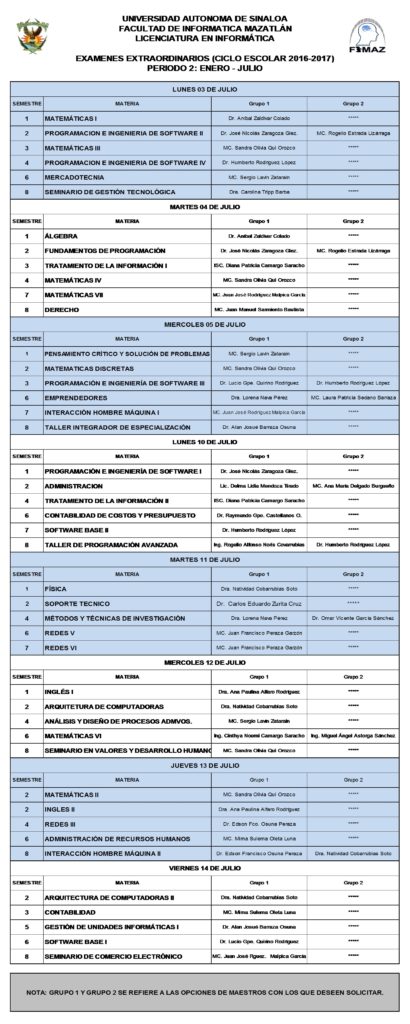 EXÁMENES EXTRAORDINARIOS