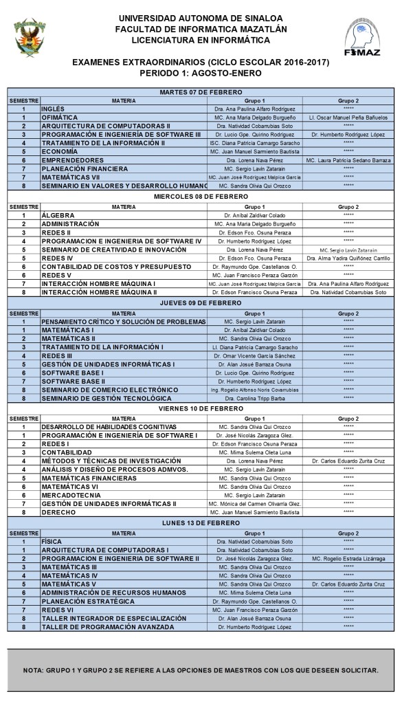 Exámenes Extraordinarios