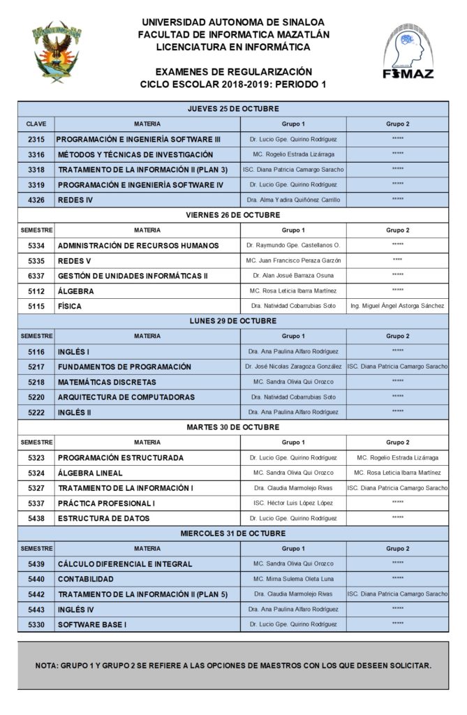 Exámenes de Regularización