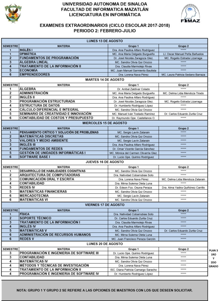 EXÁMENES EXTRAORDINARIOS PARA 1RO, 2DO Y 3ER GRADO