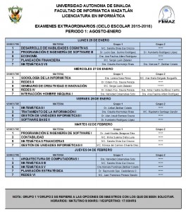 Ciclo Escolar 2015-2016 Periodo 1: Extraordinarios