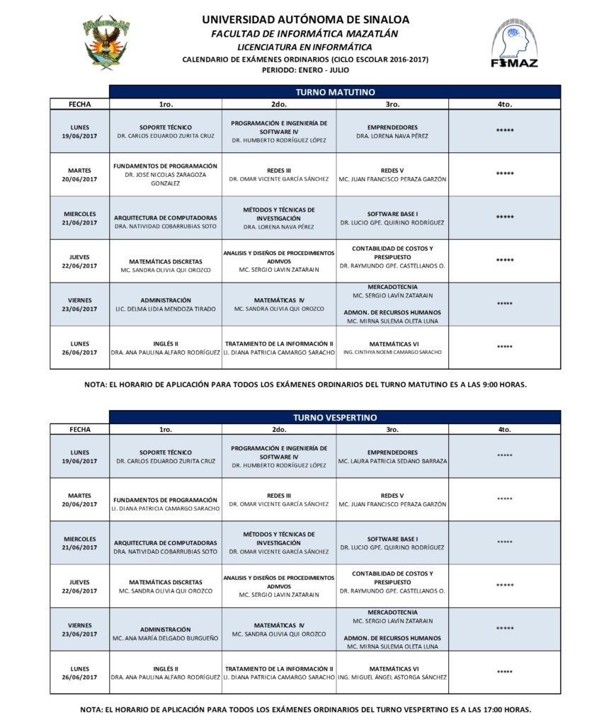 EXÁMENES ORDINARIOS