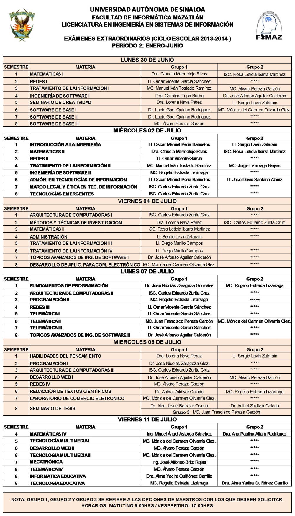 Exámenes Extraodinarios