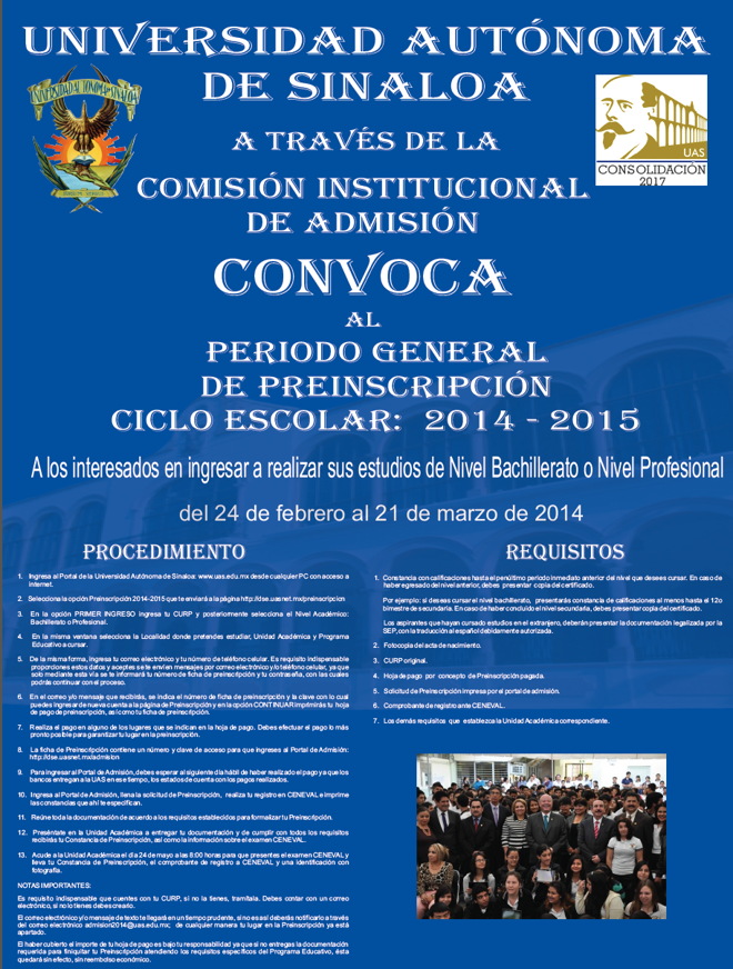 Convocatoria Preinscripción 2014